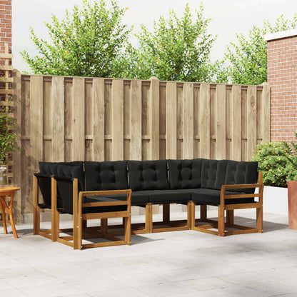 Set di divani da esterno con cuscino 6 pcs Naturale e Nero