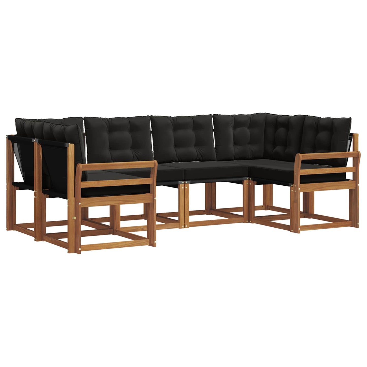 Set di divani da esterno con cuscino 6 pcs Naturale e Nero | homemem39