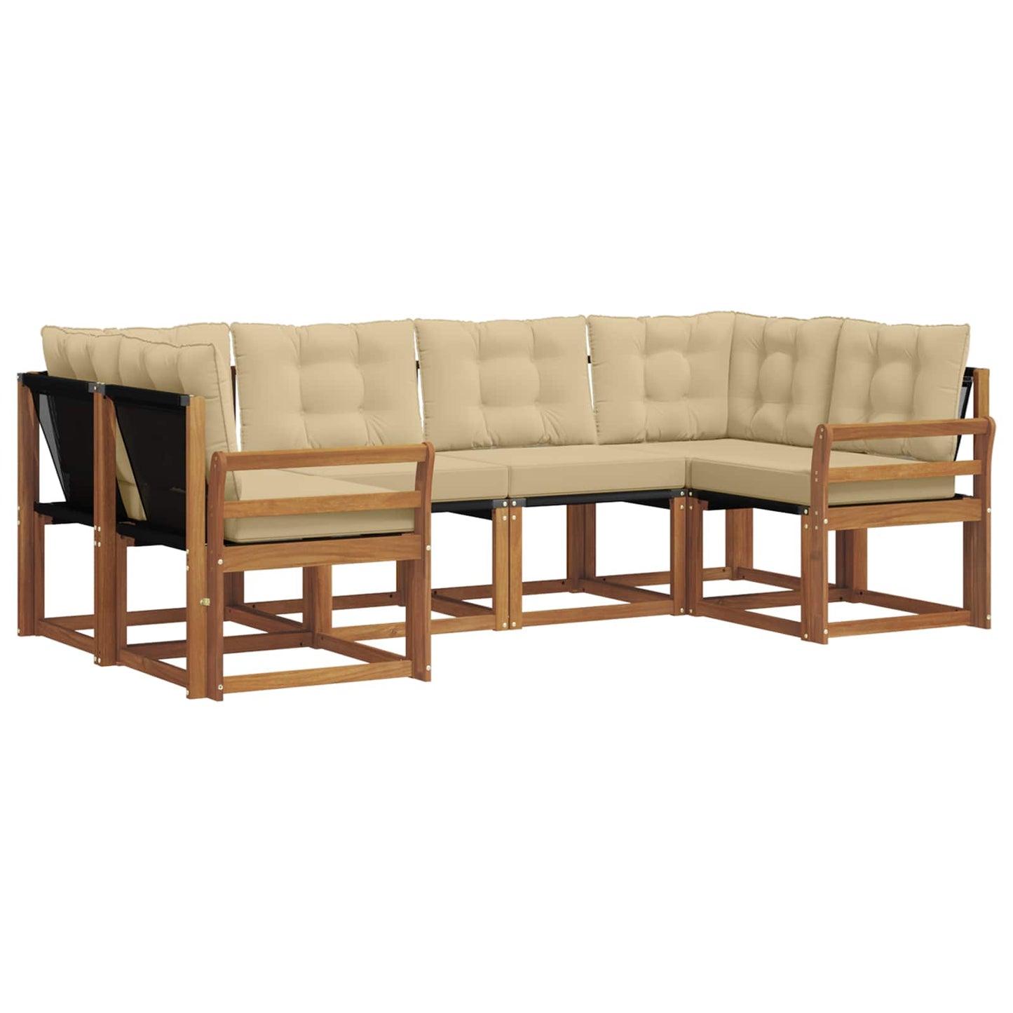Set di divani da esterno con cuscino 6 pcs Naturale e Beige | homemem39