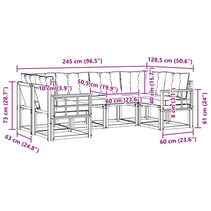 Set di divani da esterno con cuscino 6 pcs Naturale e Crema | homemem39