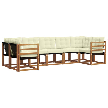 Set di divani da esterno con cuscino 7 pcs Naturale e Crema | homemem39