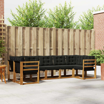 Set di divani da esterno con cuscino 7 pcs Naturale e Nero | homemem39