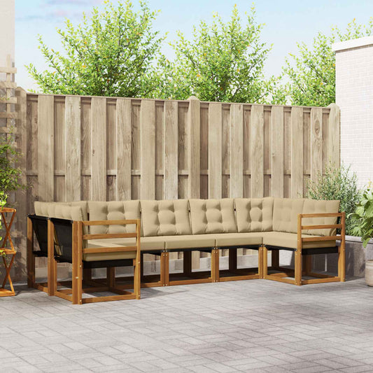 Set di divani da esterno con cuscino 7 pcs Naturale e Beige