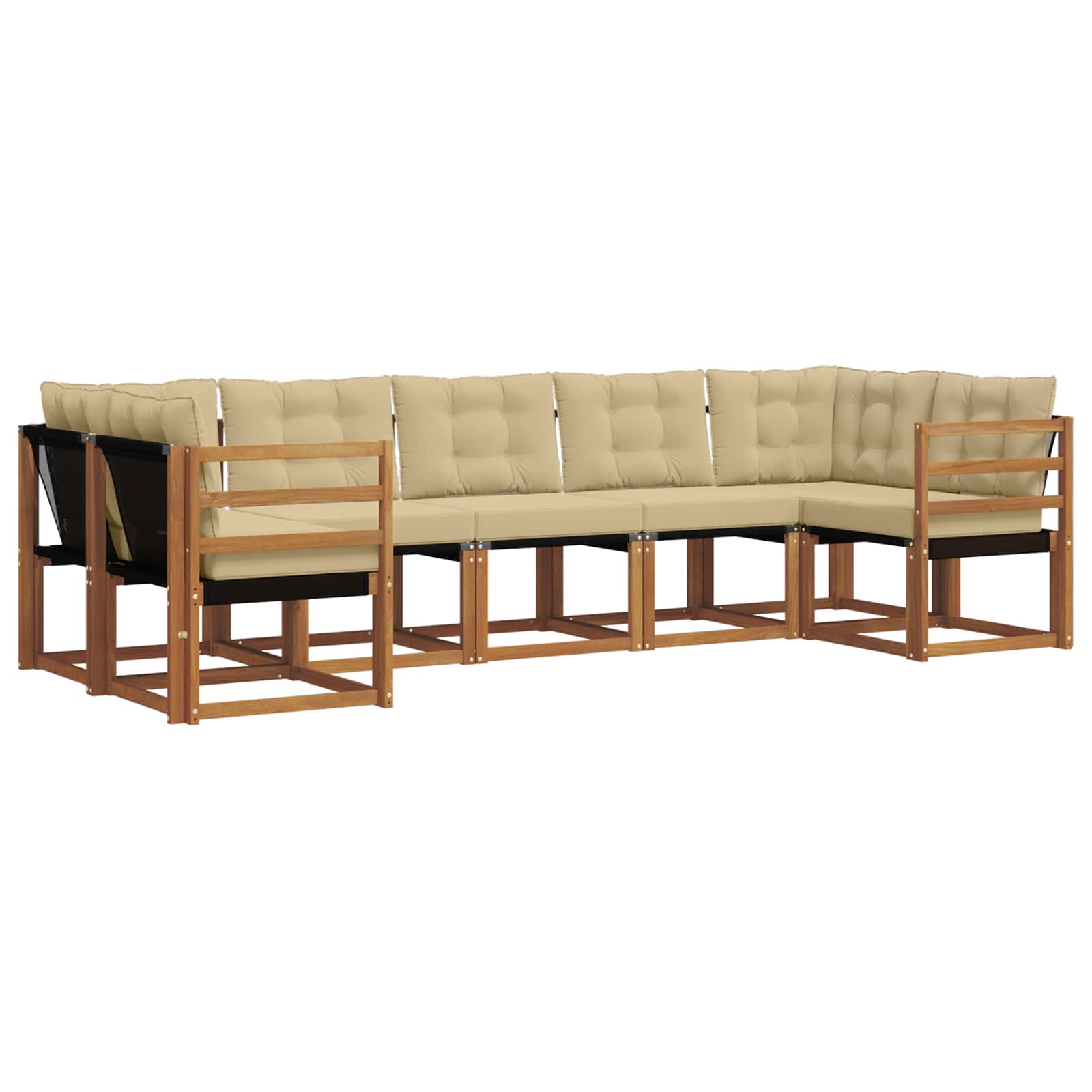 Set di divani da esterno con cuscino 7 pcs Naturale e Beige | homemem39