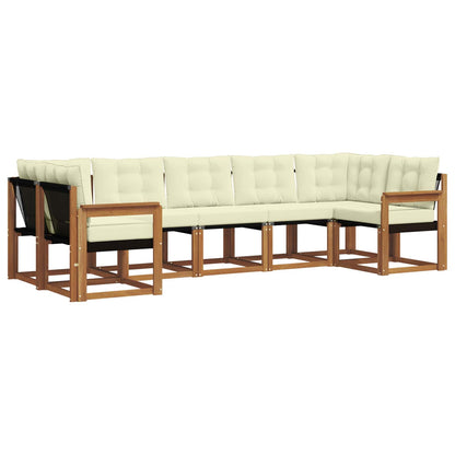 Set di divani da esterno con cuscino 7 pcs Naturale e Crema | homemem39