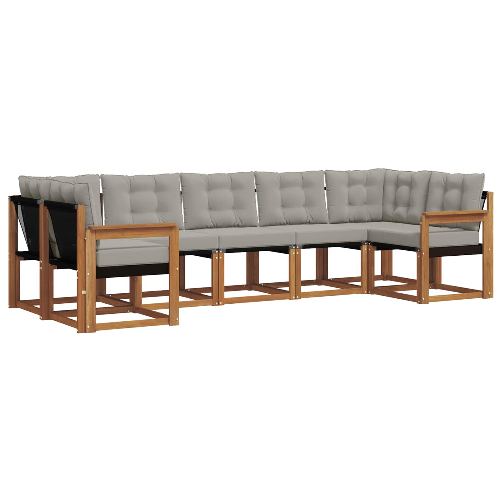 Set di divani da esterno 7 pcs Grigio Naturale e Chiaro | homemem39