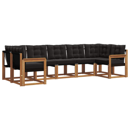 Set di divani da esterno con cuscino 7 pcs Naturale e Nero | homemem39