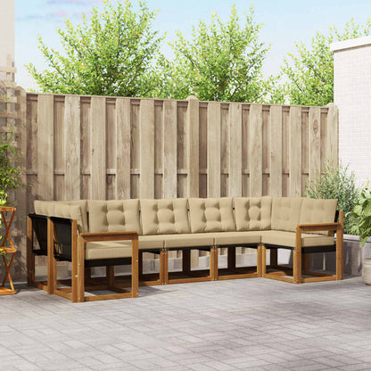 Set di divani da esterno con cuscino 7 pcs Naturale e Beige
