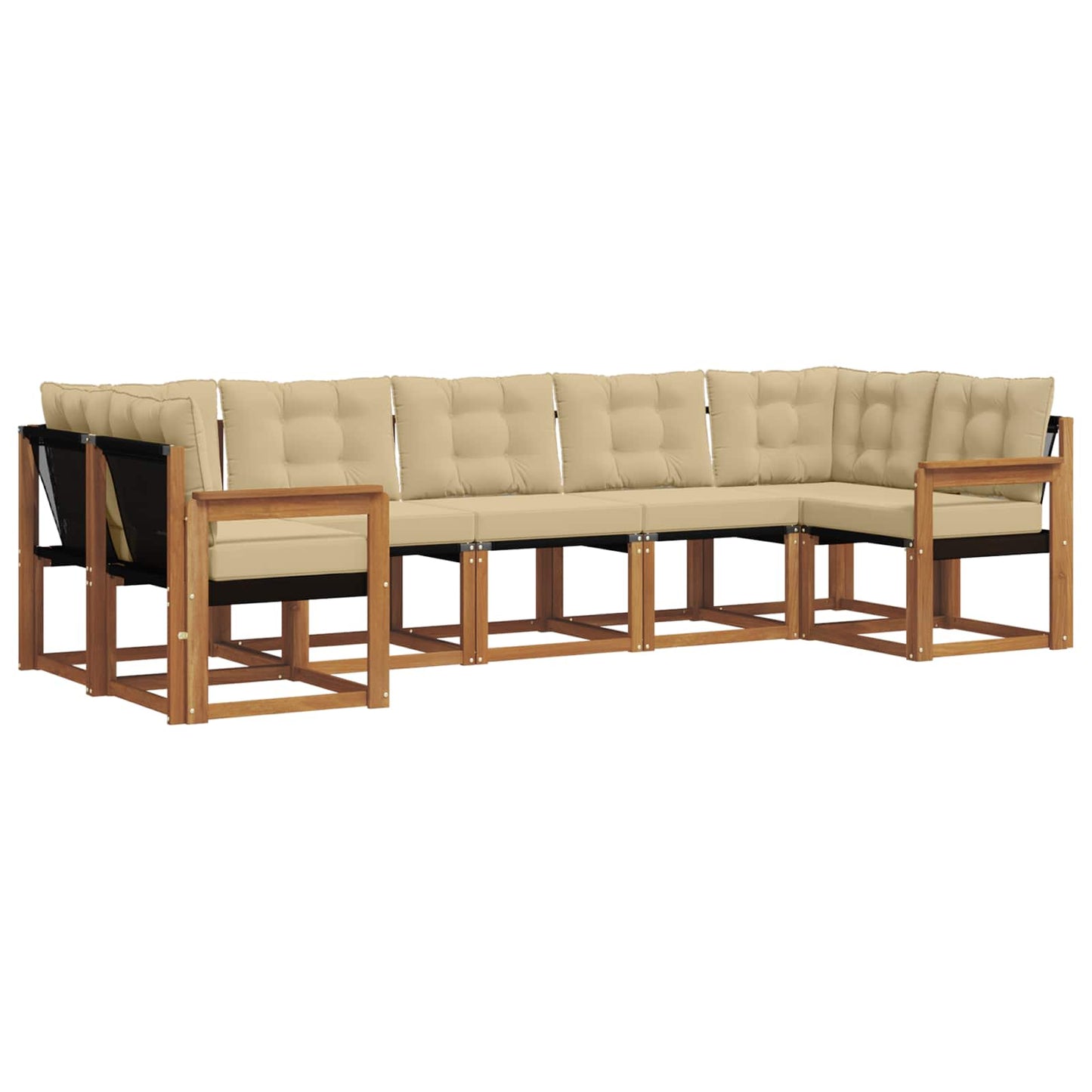 Set di divani da esterno con cuscino 7 pcs Naturale e Beige