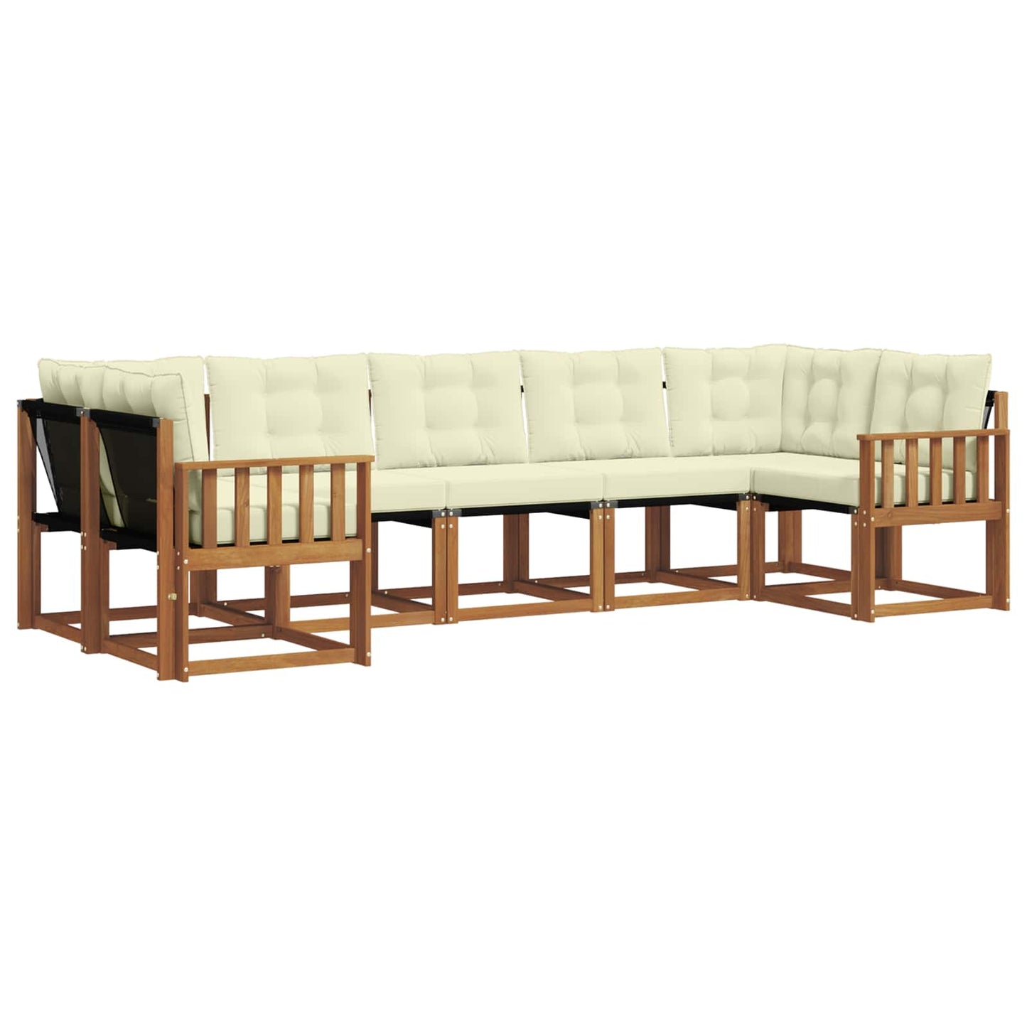 Set di divani da esterno con cuscino 7 pcs Naturale e Crema
