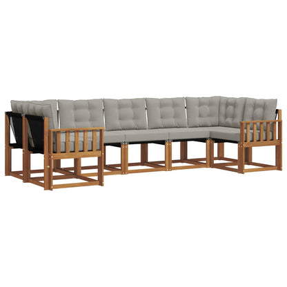 Set di divani da esterno 7 pcs Grigio Naturale e Chiaro | homemem39
