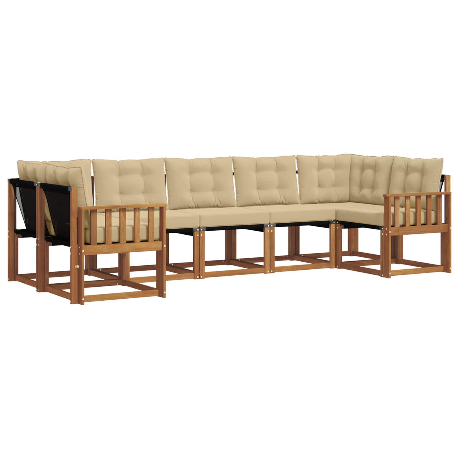 Set di divani da esterno con cuscino 7 pcs Naturale e Beige | homemem39