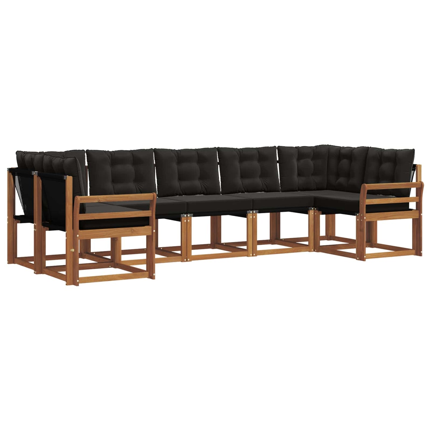 Set di divani da esterno con cuscino 7 pcs Naturale e Nero | homemem39