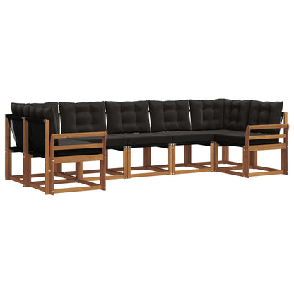 Set di divani da esterno con cuscino 7 pcs Naturale e Nero