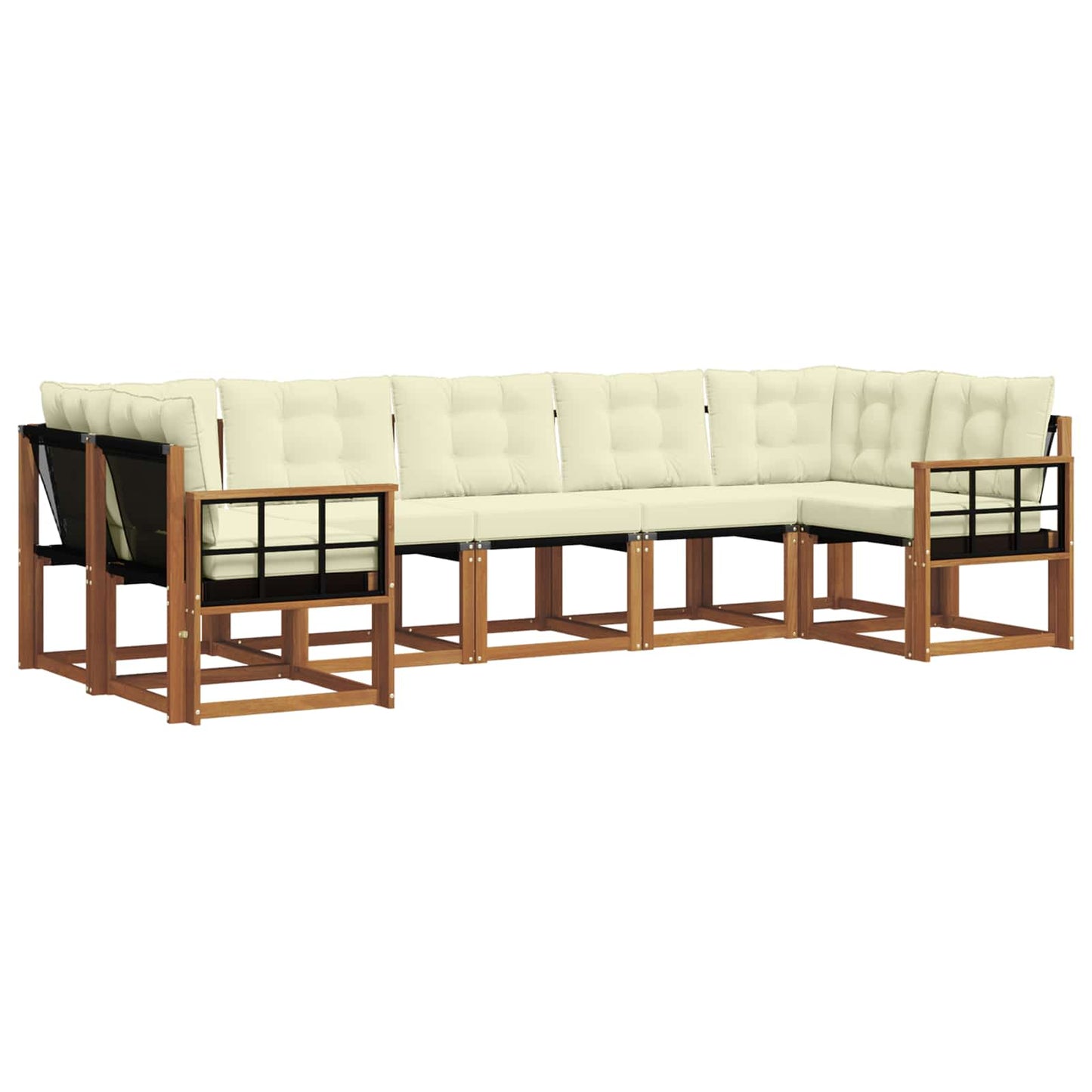 Set di divani da esterno con cuscino 7 pcs Naturale e Crema | homemem39