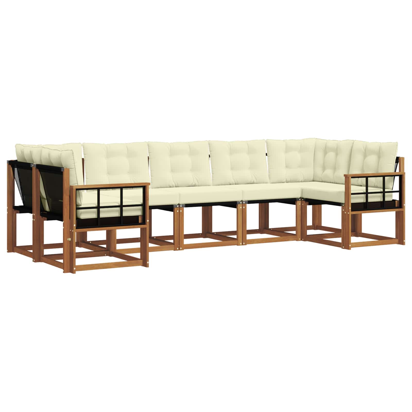 Set di divani da esterno con cuscino 7 pcs Naturale e Crema | homemem39