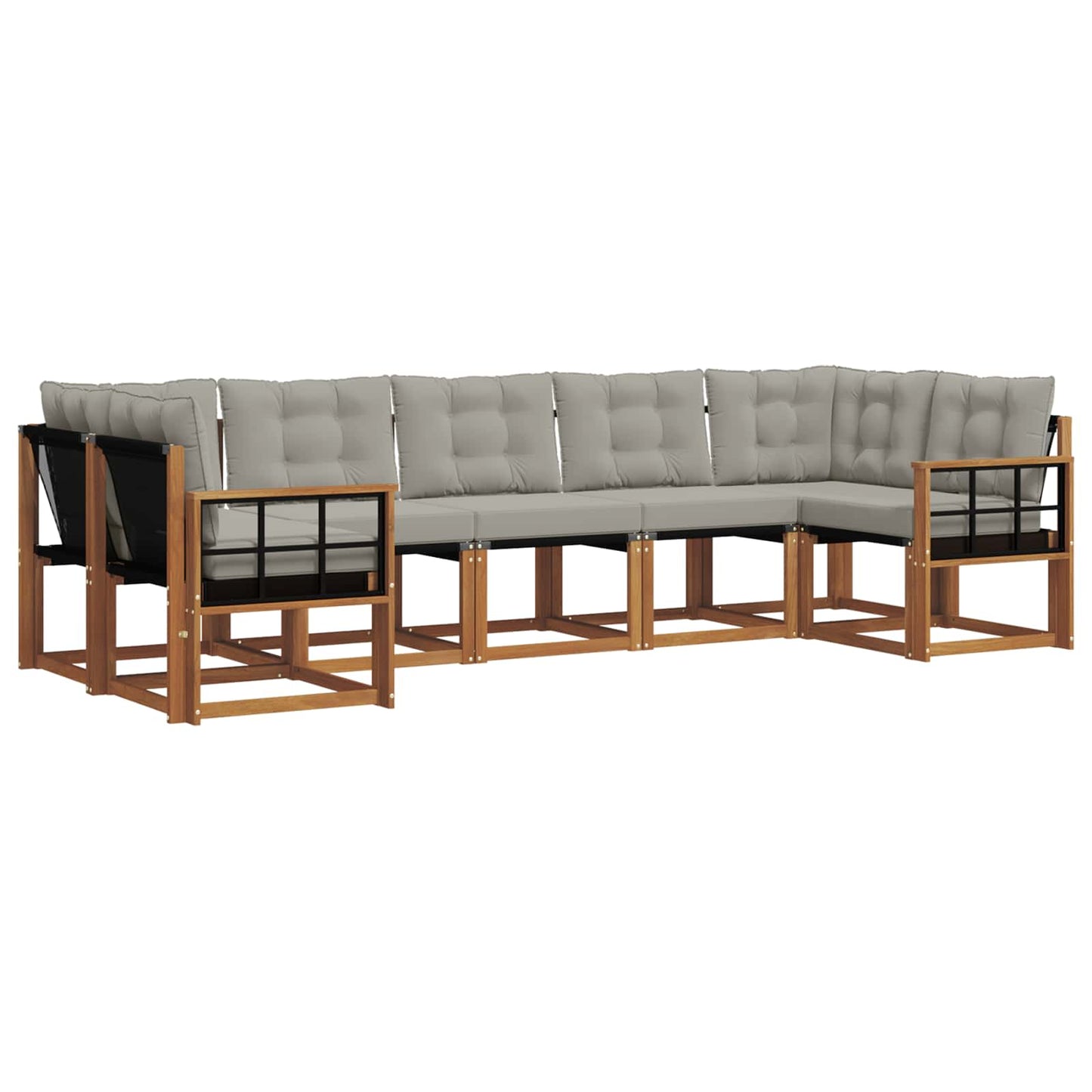 Set di divani da esterno 7 pcs Grigio Naturale e Chiaro | homemem39