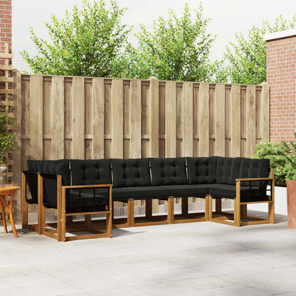 Set di divani da esterno con cuscino 7 pcs Naturale e Nero | homemem39