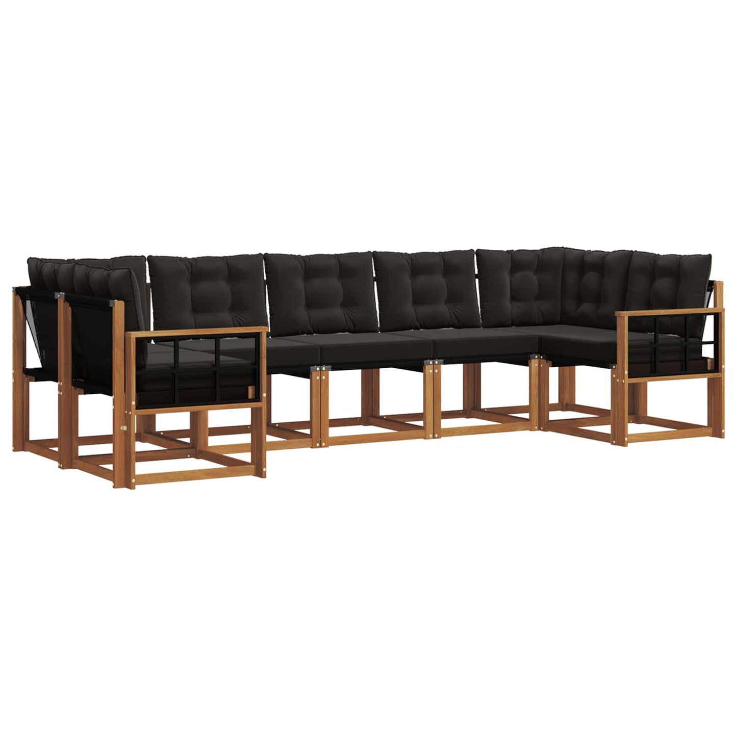 Set di divani da esterno con cuscino 7 pcs Naturale e Nero