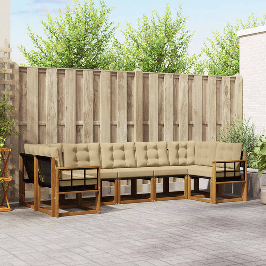 Set di divani da esterno con cuscino 7 pcs Naturale e Beige | homemem39