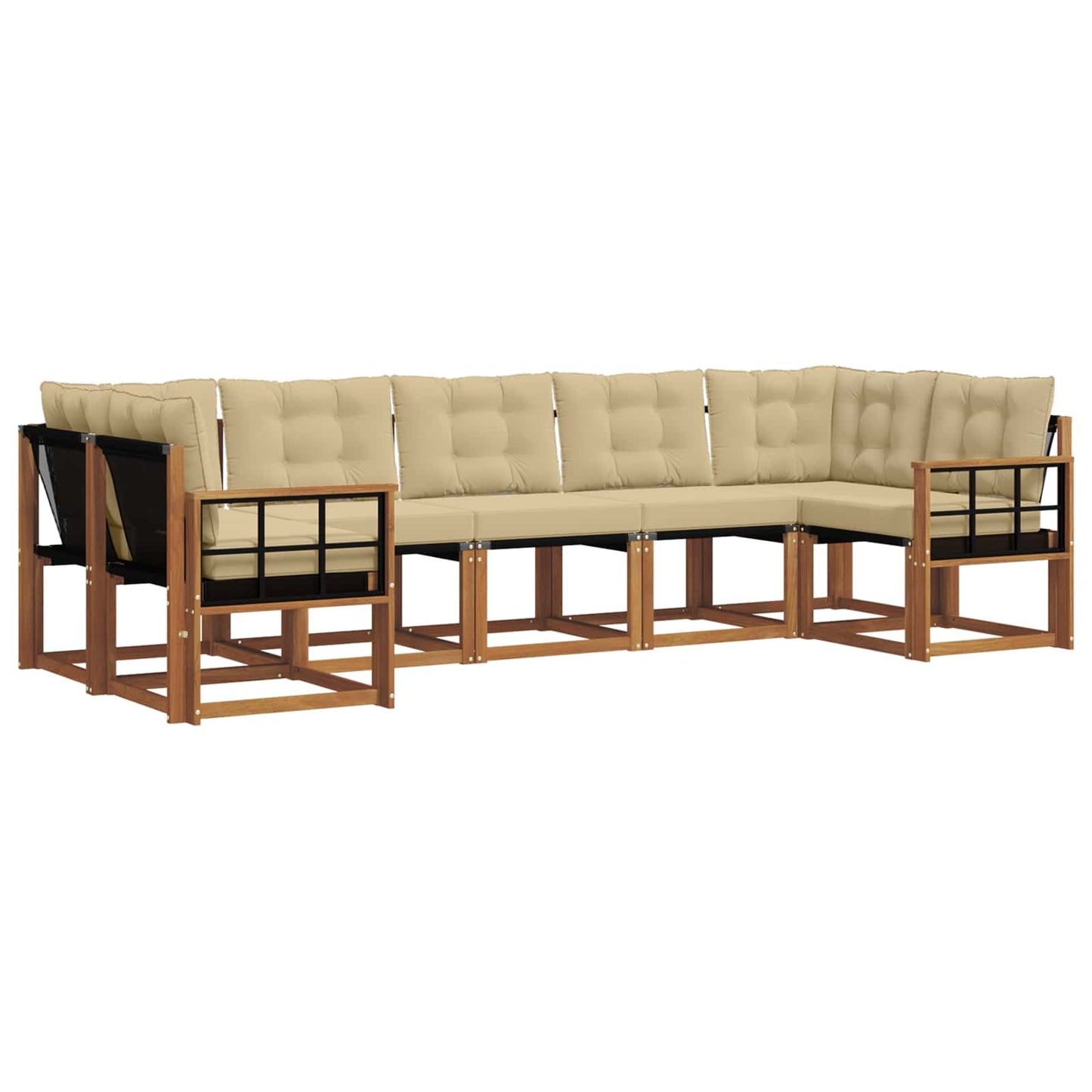 Set di divani da esterno con cuscino 7 pcs Naturale e Beige | homemem39