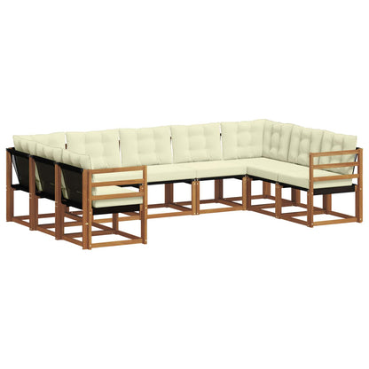 Set di divani da esterno con cuscino 9 pcs Naturale e Crema