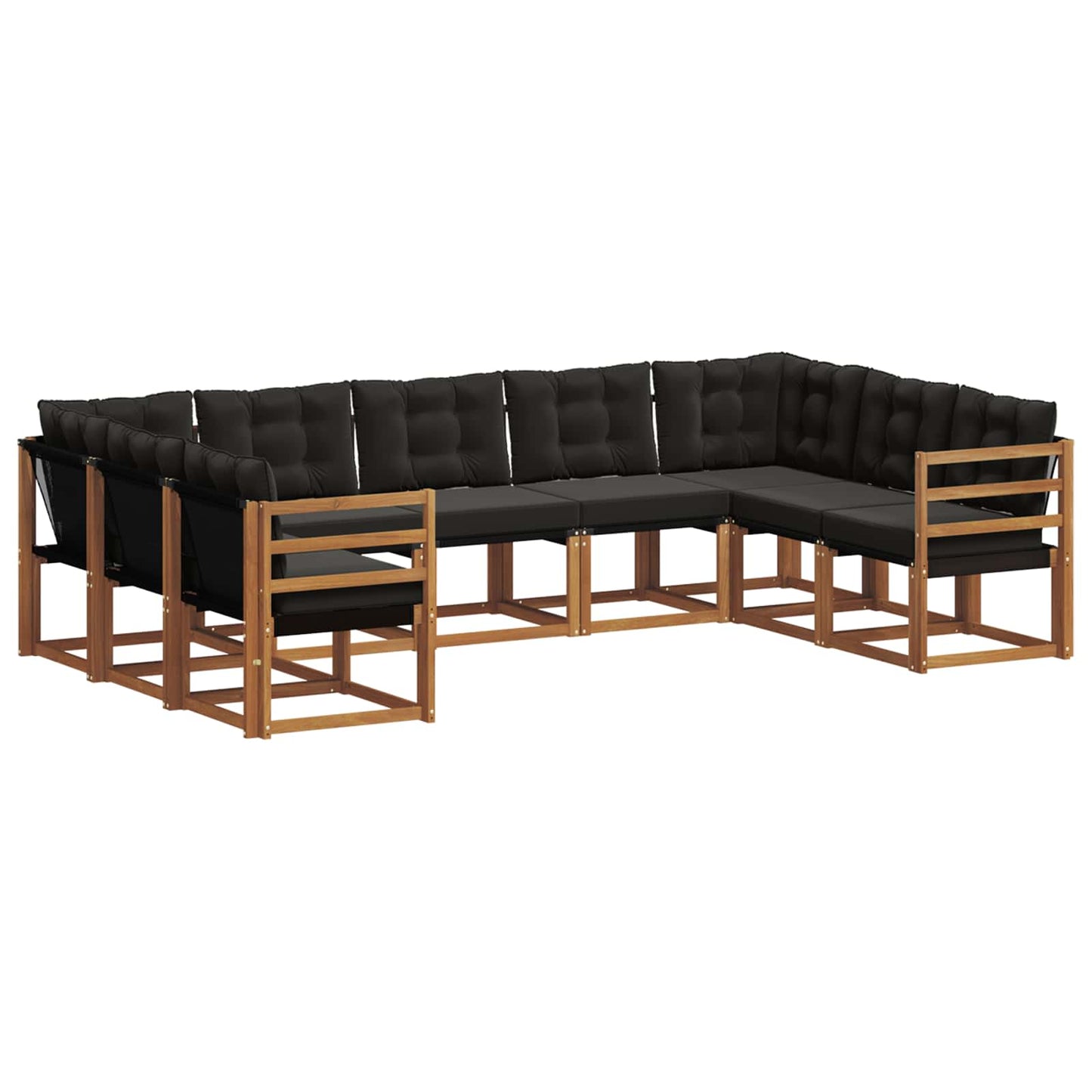 Set di divani da esterno con cuscino 9 pcs Naturale e Nero | homemem39