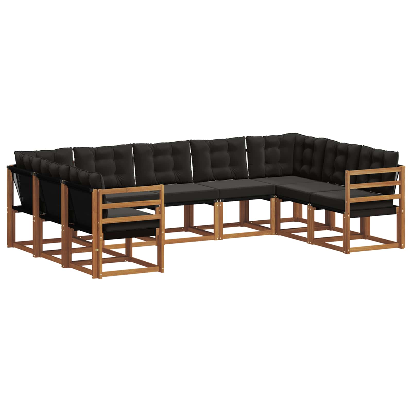 Set di divani da esterno con cuscino 9 pcs Naturale e Nero | homemem39