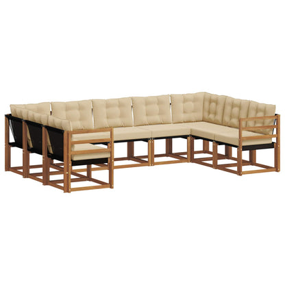 Set di divani da esterno con cuscino 9 pcs Naturale e Beige | homemem39