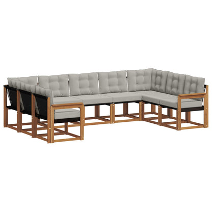 Set di divani da esterno 9 pcs Grigio Naturale e Chiaro | homemem39