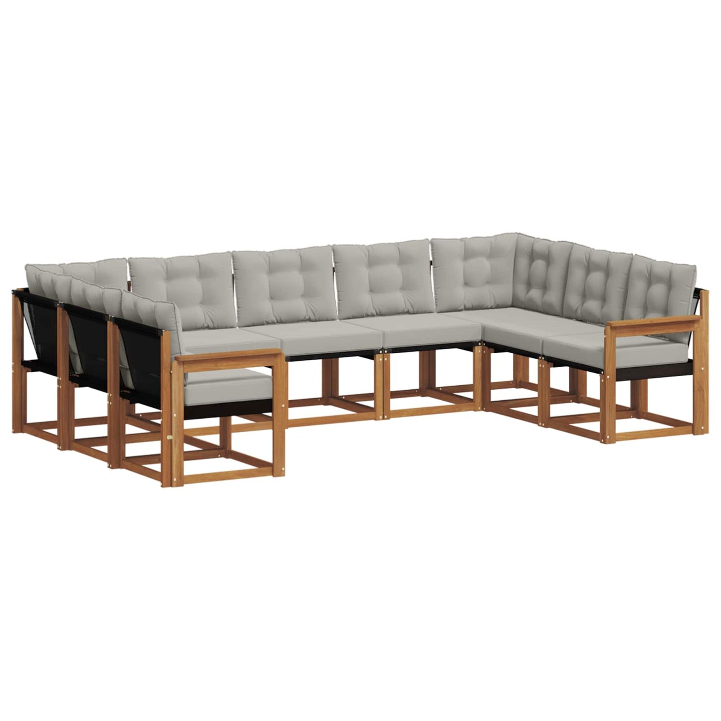 Set di divani da esterno 9 pcs Grigio Naturale e Chiaro