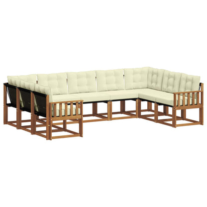 Set di divani da esterno con cuscino 9 pcs Naturale e Crema | homemem39