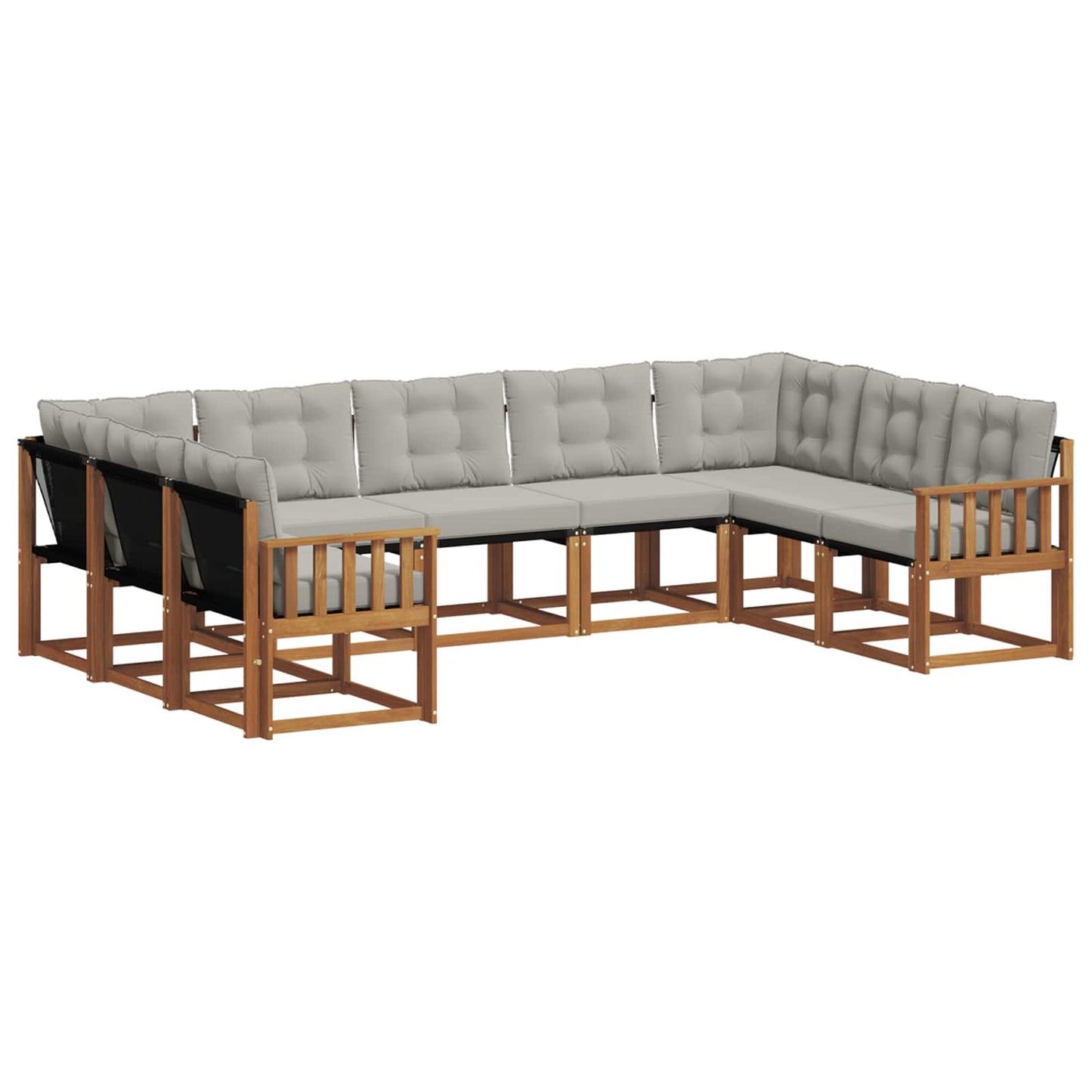 Set di divani da esterno 9 pcs Grigio Naturale e Chiaro | homemem39