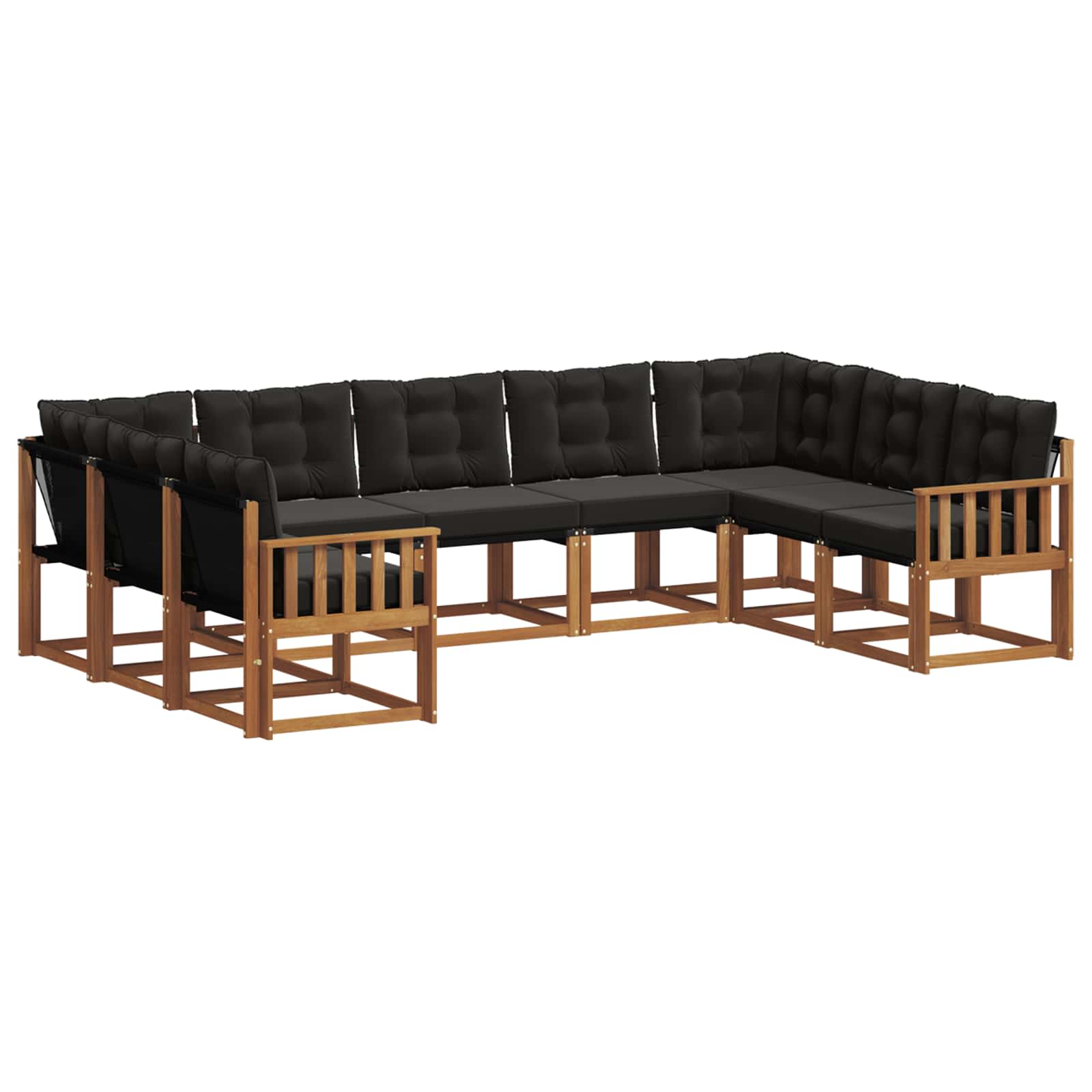 Set di divani da esterno con cuscino 9 pcs Naturale e Nero | homemem39