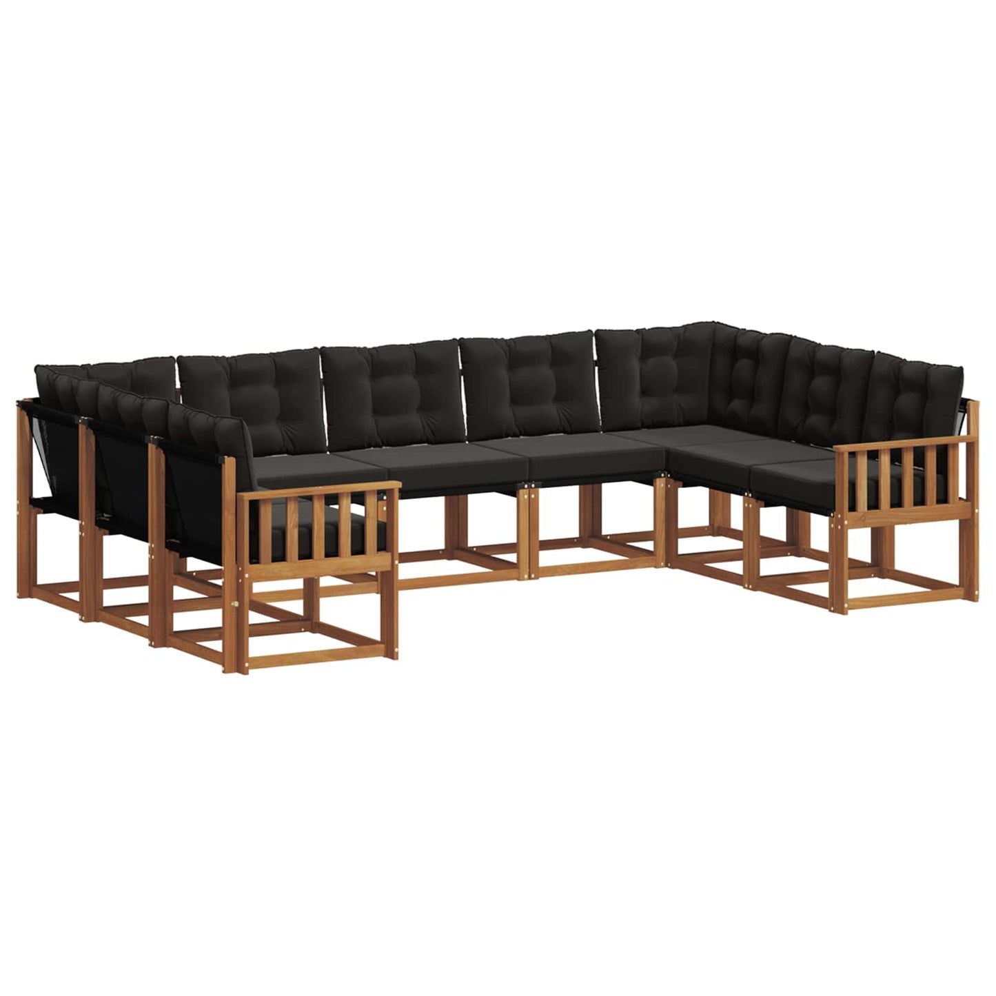 Set di divani da esterno con cuscino 9 pcs Naturale e Nero