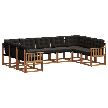 Set di divani da esterno con cuscino 9 pcs Naturale e Nero