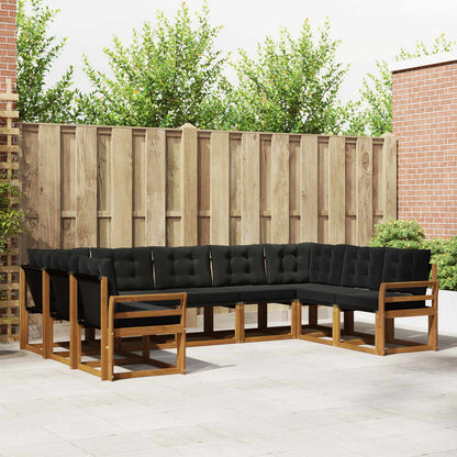 Set di divani da esterno con cuscino 9 pcs Naturale e Nero | homemem39