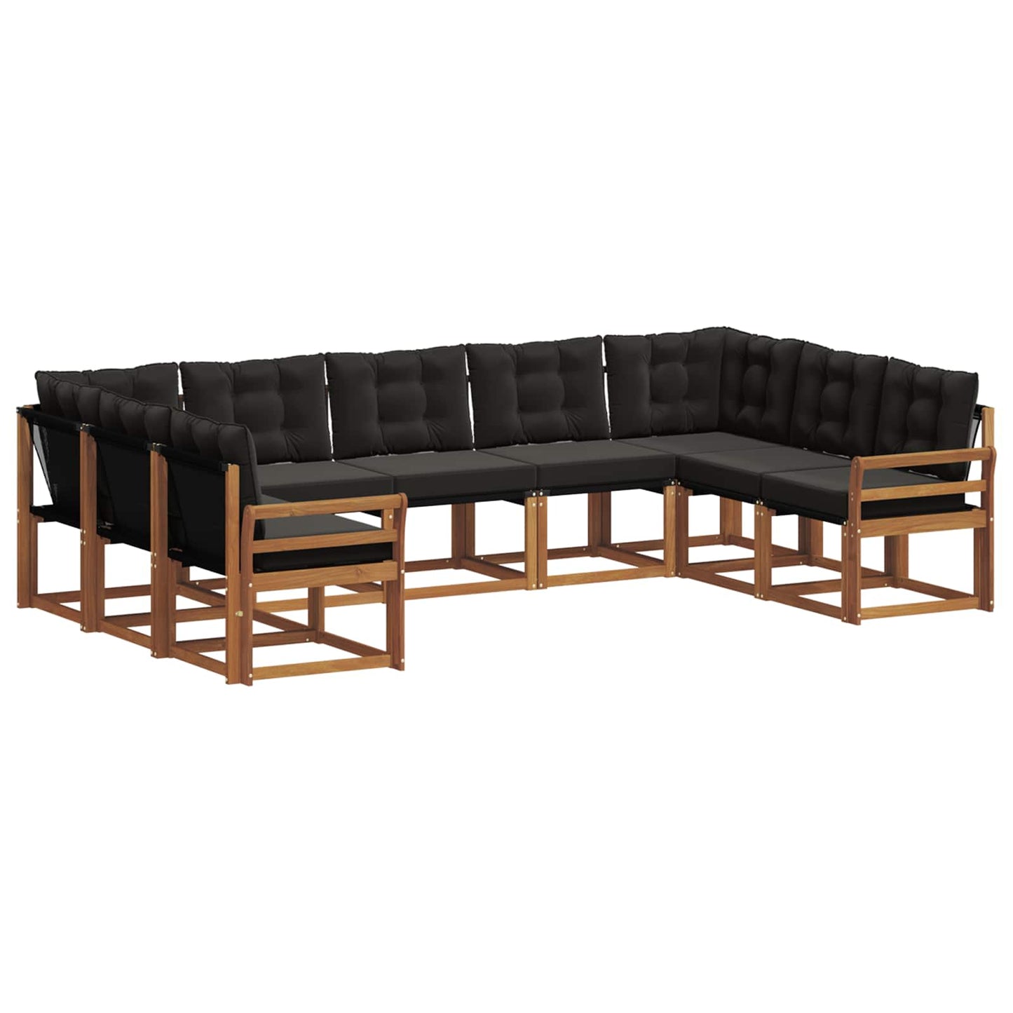 Set di divani da esterno con cuscino 9 pcs Naturale e Nero | homemem39