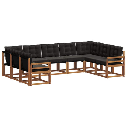 Set di divani da esterno con cuscino 9 pcs Naturale e Nero | homemem39