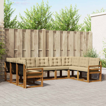 Set di divani da esterno con cuscino 9 pcs Naturale e Beige | homemem39