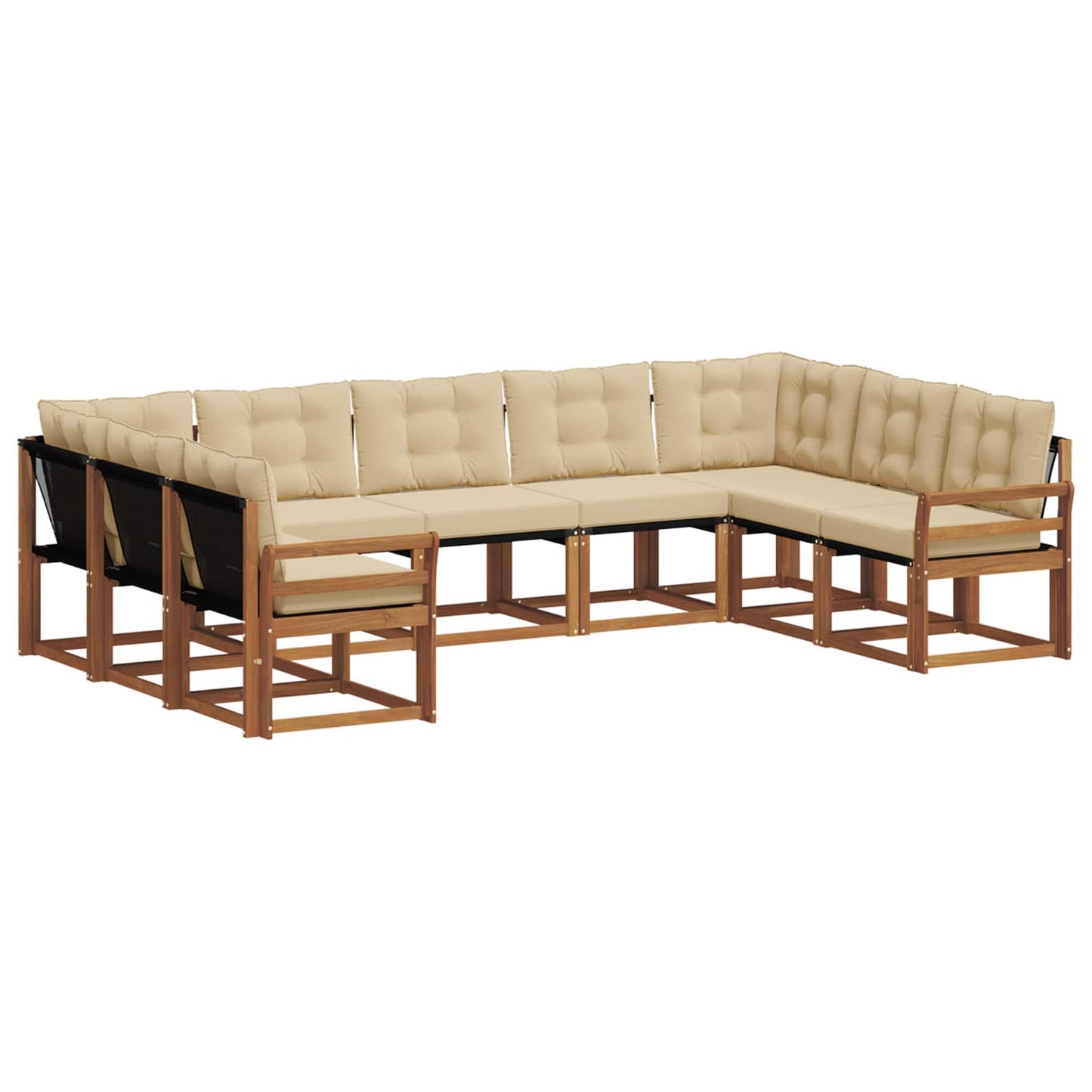 Set di divani da esterno con cuscino 9 pcs Naturale e Beige