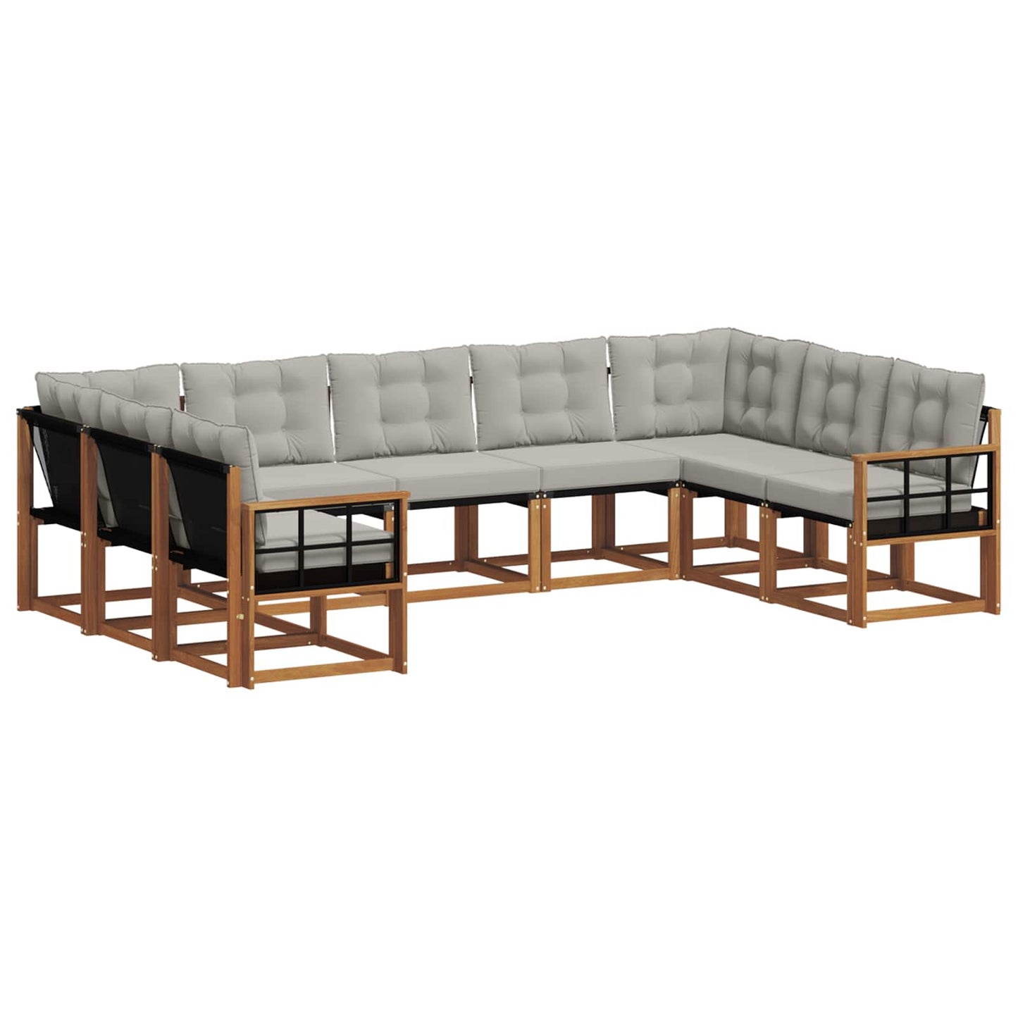Set di divani da esterno 9 pcs Grigio Naturale e Chiaro | homemem39