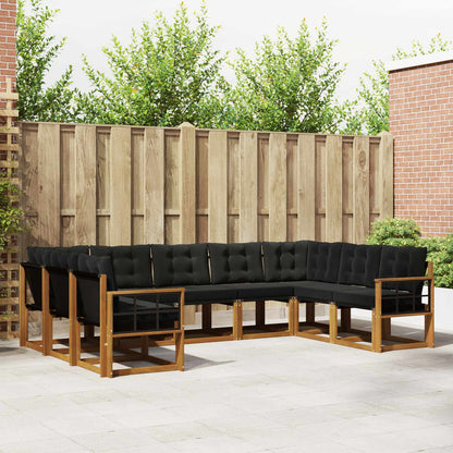 Set di divani da esterno con cuscino 9 pcs Naturale e Nero | homemem39