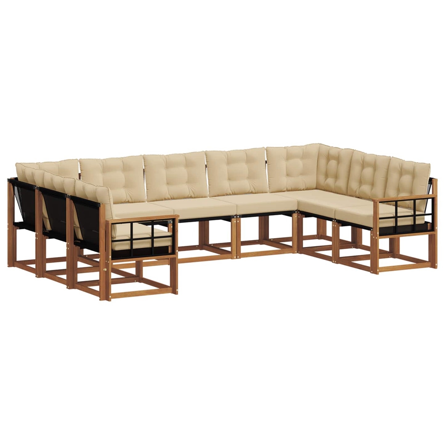 Set di divani da esterno con cuscino 9 pcs Naturale e Beige | homemem39