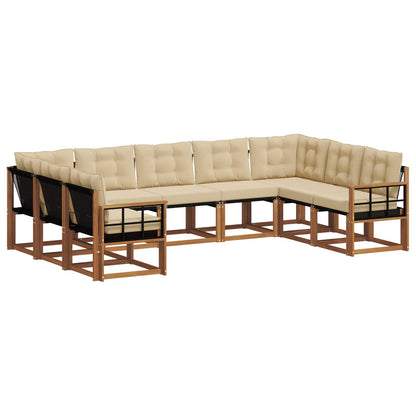 Set di divani da esterno con cuscino 9 pcs Naturale e Beige