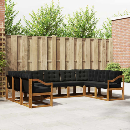 Set di divani da esterno con cuscino 9 pcs Naturale e Nero | homemem39
