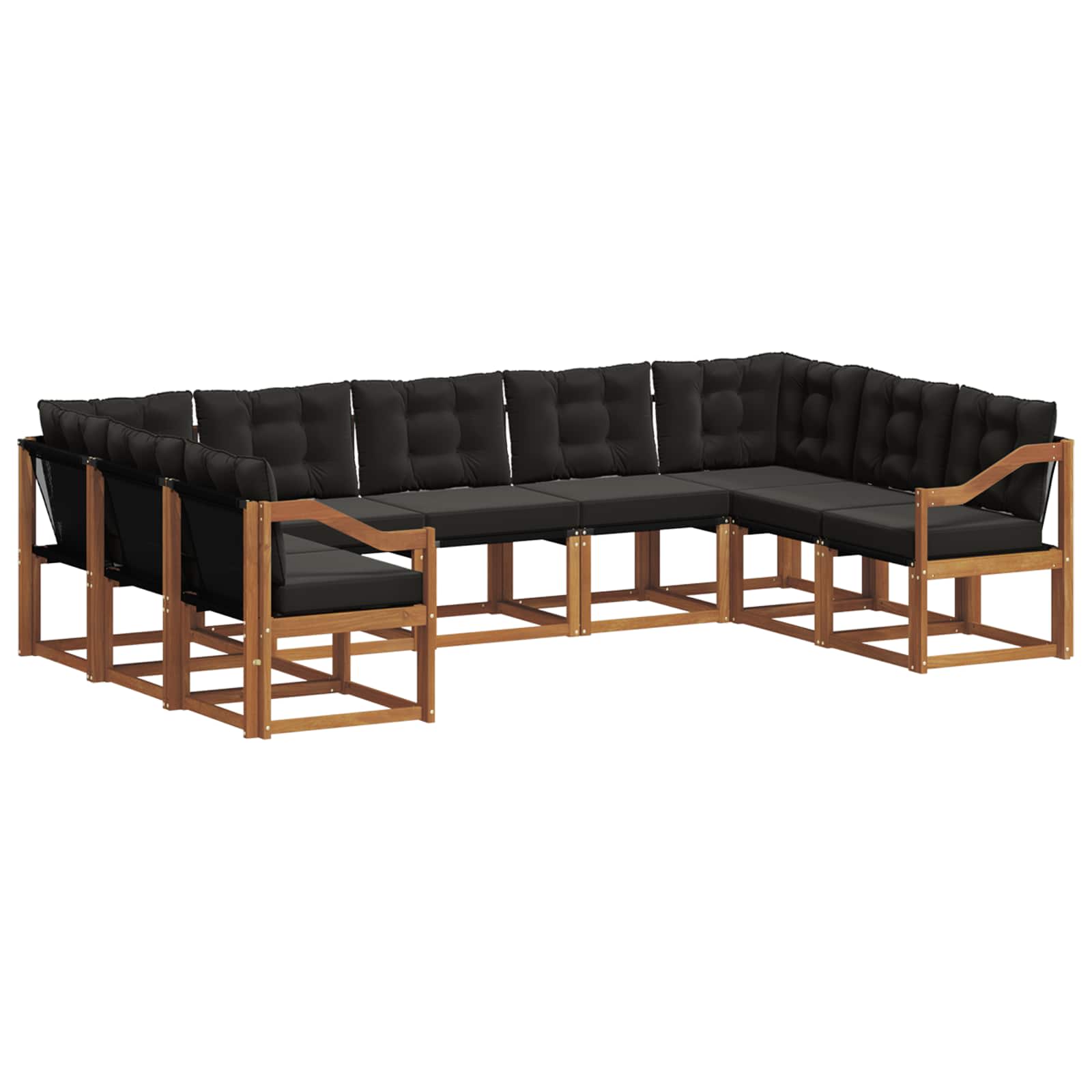 Set di divani da esterno con cuscino 9 pcs Naturale e Nero | homemem39