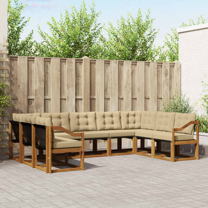 Set di divani da esterno con cuscino 9 pcs Naturale e Beige