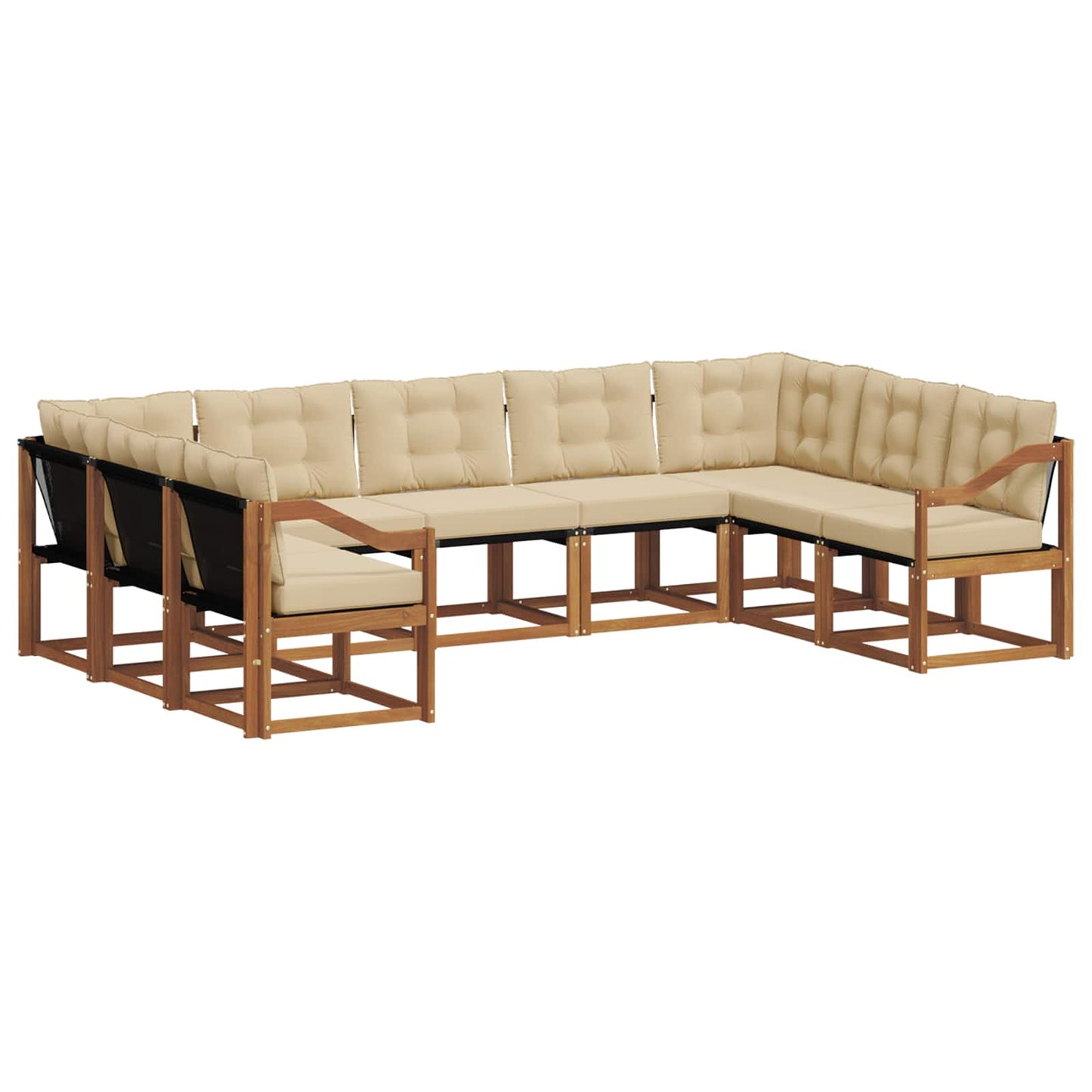 Set di divani da esterno con cuscino 9 pcs Naturale e Beige | homemem39