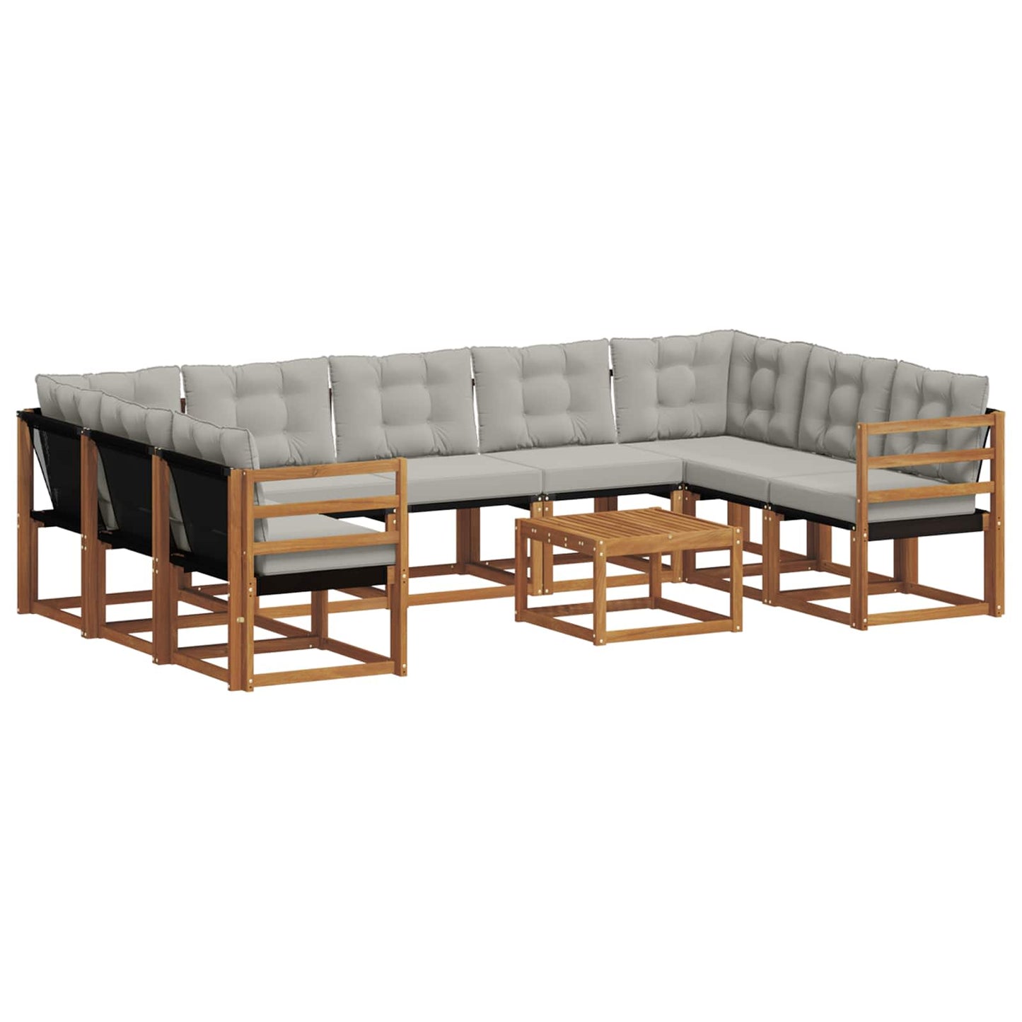 Set di divani da esterno 10 pcs Grigio Naturale e Chiaro | homemem39